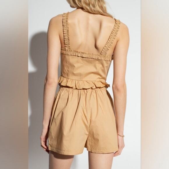 Ulla Johnson Alexandra Cotton Poplin Ruffle Bustier Cami Camisole Top Cedar - Picture 9 of 9